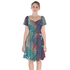 Flower Dna Short Sleeve Bardot Dress by RobLilly