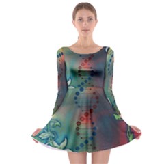 Flower Dna Long Sleeve Skater Dress by RobLilly