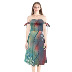 Flower Dna Shoulder Tie Bardot Midi Dress by RobLilly