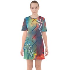 Flower Dna Sixties Short Sleeve Mini Dress by RobLilly