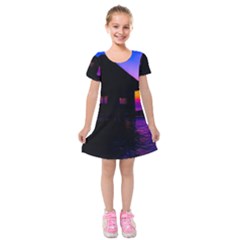 Ocean Dreaming Kids  Short Sleeve Velvet Dress by essentialimage