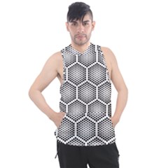 Halftone Tech Hexagons Seamless Pattern Men s Sleeveless Hoodie by BangZart