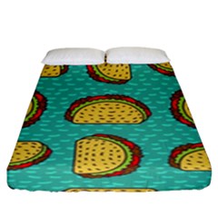 Taco Drawing Background Mexican Fast Food Pattern Fitted Sheet (king Size) by BangZart