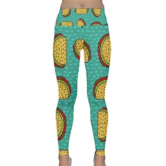 Taco Drawing Background Mexican Fast Food Pattern Lightweight Velour Classic Yoga Leggings by BangZart