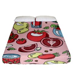 Tomato Seamless Pattern Juicy Tomatoes Food Sauce Ketchup Soup Paste With Fresh Red Vegetables Fitted Sheet (queen Size) by BangZart