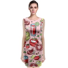 Tomato Seamless Pattern Juicy Tomatoes Food Sauce Ketchup Soup Paste With Fresh Red Vegetables Classic Sleeveless Midi Dress by BangZart