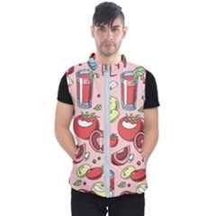 Tomato Seamless Pattern Juicy Tomatoes Food Sauce Ketchup Soup Paste With Fresh Red Vegetables Men s Puffer Vest by BangZart