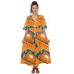 Seamless Pattern With Taco Kimono Sleeve Boho Dress by BangZart