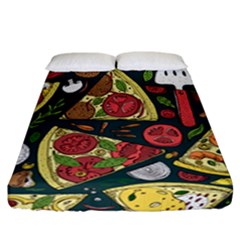 Vector Seamless Pizza Slice Pattern Hand Drawn Pizza Illustration Great Background Fitted Sheet (california King Size) by BangZart