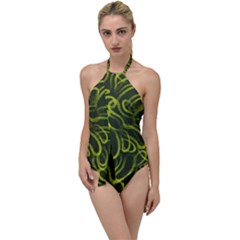 Green Abstract Stippled Repetitive Fashion Seamless Pattern Go With The Flow One Piece Swimsuit by BangZart