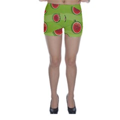 Seamless Background With Watermelon Slices Skinny Shorts by BangZart