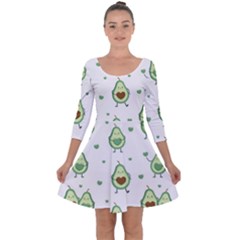 Cute Seamless Pattern With Avocado Lovers Quarter Sleeve Skater Dress by BangZart