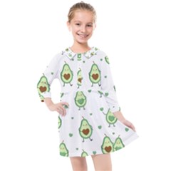 Cute Seamless Pattern With Avocado Lovers Kids  Quarter Sleeve Shirt Dress by BangZart