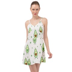 Cute Seamless Pattern With Avocado Lovers Summer Time Chiffon Dress by BangZart