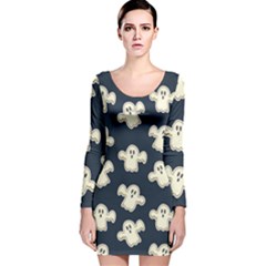 Hand Drawn Ghost Pattern Long Sleeve Velvet Bodycon Dress by BangZart