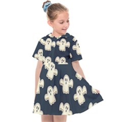 Hand Drawn Ghost Pattern Kids  Sailor Dress by BangZart