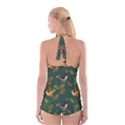 Cute seamless pattern bird with berries leaves Boyleg Halter Swimsuit  View2