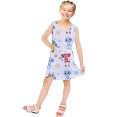 Cute Cartoon Robots Seamless Pattern Kids  Tunic Dress by BangZart