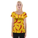 Chili vegetable pattern background Cap Sleeve Top View1