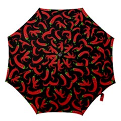 Seamless Vector Pattern Hot Red Chili Papper Black Background Hook Handle Umbrellas (medium) by BangZart