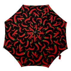 Seamless Vector Pattern Hot Red Chili Papper Black Background Hook Handle Umbrellas (small) by BangZart