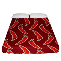 Chili Pattern Red Fitted Sheet (king Size) by BangZart