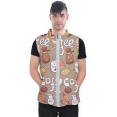 Vector Seamless Pattern With Doodle Coffee Equipment Men s Puffer Vest by BangZart