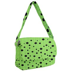 Bubbles At Strings Lemon Green And Black, Geometrical Pattern Courier Bag by Casemiro