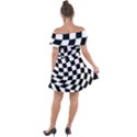 Weaving racing flag, black and white chess pattern Off Shoulder Velour Dress View2