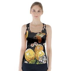 Embroidery Blossoming Lemons Butterfly Seamless Pattern Racer Back Sports Top by BangZart