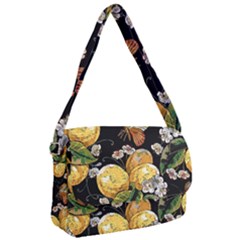 Embroidery Blossoming Lemons Butterfly Seamless Pattern Courier Bag by BangZart