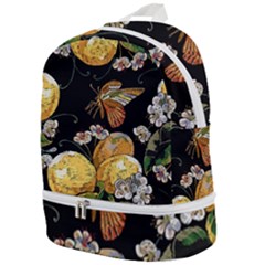 Embroidery Blossoming Lemons Butterfly Seamless Pattern Zip Bottom Backpack by BangZart