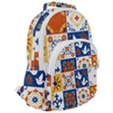 Mexican talavera pattern ceramic tiles with flower leaves bird ornaments traditional majolica style Rounded Multi Pocket Backpack View2