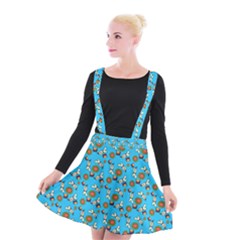 Clown Ghost Pattern Blue Suspender Skater Skirt by snowwhitegirl