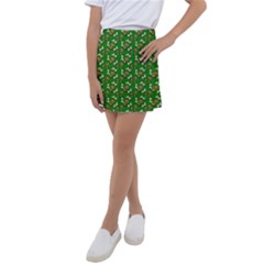 Clown Ghost Pattern Green Kids  Tennis Skirt by snowwhitegirl