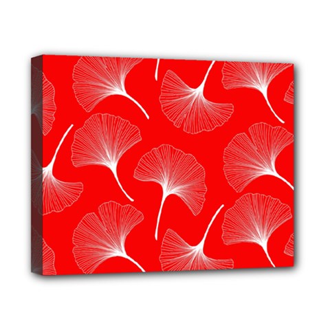 White Abstract Flowers On Red Canvas 10  X 8  (stretched) by Dushan