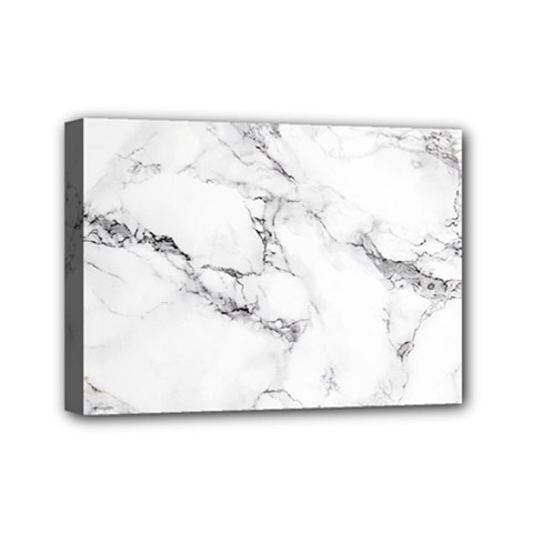 White Faux Marble Mini Canvas 7  X 5  (stretched) by Dushan