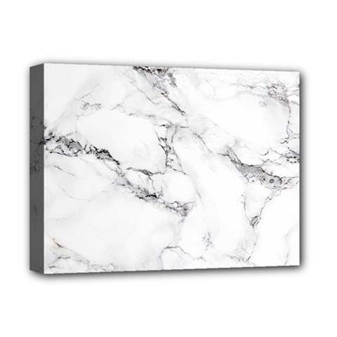 White Faux Marble Deluxe Canvas 16  X 12  (stretched)  by Dushan