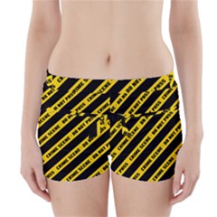 Warning Colors Yellow And Black - Police No Entrance 2 Boyleg Bikini Wrap Bottoms by DinzDas