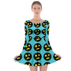 005 - Ugly Smiley With Horror Face - Scary Smiley Long Sleeve Skater Dress by DinzDas