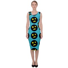 005 - Ugly Smiley With Horror Face - Scary Smiley Sleeveless Pencil Dress by DinzDas