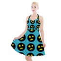 005 - Ugly Smiley With Horror Face - Scary Smiley Halter Party Swing Dress  View1