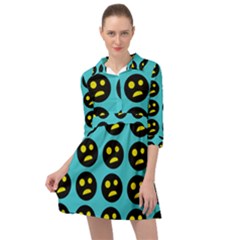 005 - Ugly Smiley With Horror Face - Scary Smiley Mini Skater Shirt Dress by DinzDas