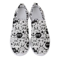 Cute Cat Faces Pattern Women s Slip On Sneakers by TastefulDesigns