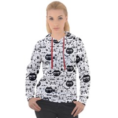 Cute Cat Faces Pattern Women s Overhead Hoodie by TastefulDesigns