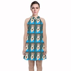 Village Dude - Hillbilly And Redneck - Trailer Park Boys Velvet Halter Neckline Dress  by DinzDas