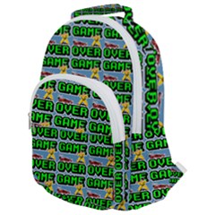 Game Over Karate And Gaming - Pixel Martial Arts Rounded Multi Pocket Backpack by DinzDas