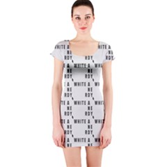 White And Nerdy - Computer Nerds And Geeks Short Sleeve Bodycon Dress by DinzDas