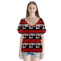 Just Killing It - Silly Toilet Stool Rocket Man V-neck Flutter Sleeve Top by DinzDas