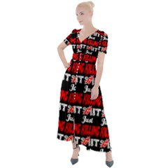 Just Killing It - Silly Toilet Stool Rocket Man Button Up Short Sleeve Maxi Dress by DinzDas